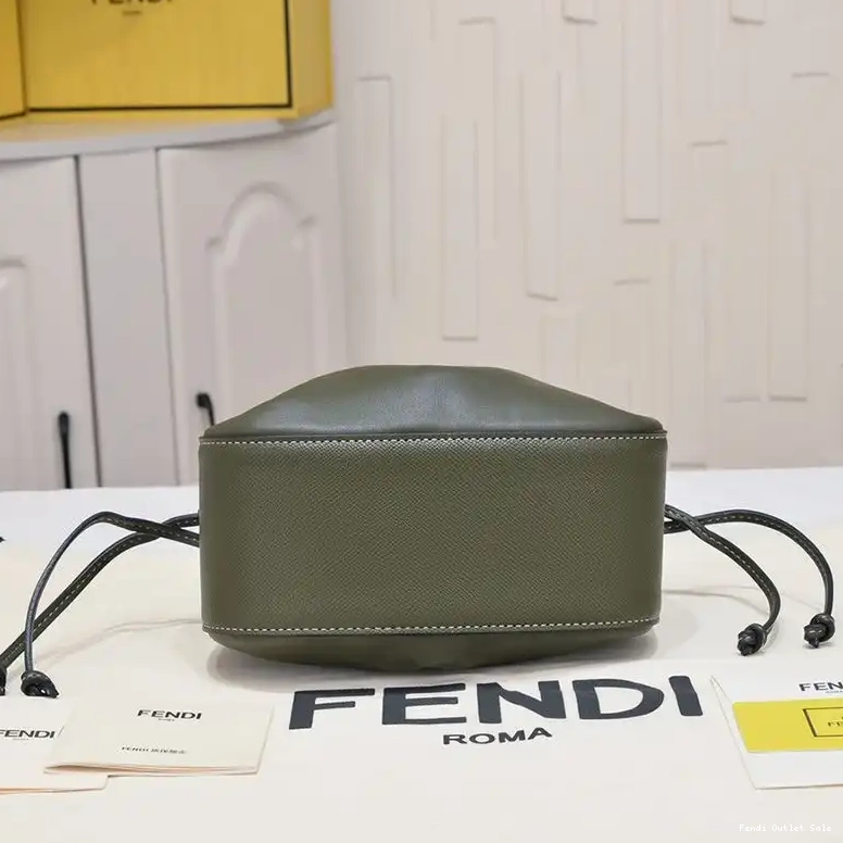 Cheap In Calf Green Leather Pomodorino Mini Bucket Fendi Bag 0628